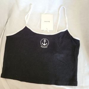 Black Bershka Hello Sailor Cropped Tank